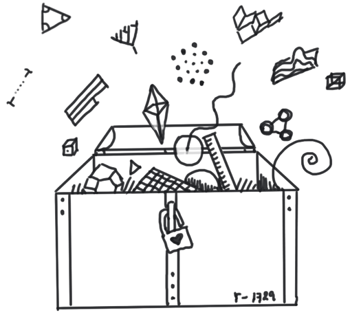 A chest of toys represents what learning can be. Image from Khan Academy, drawn by May-Li.