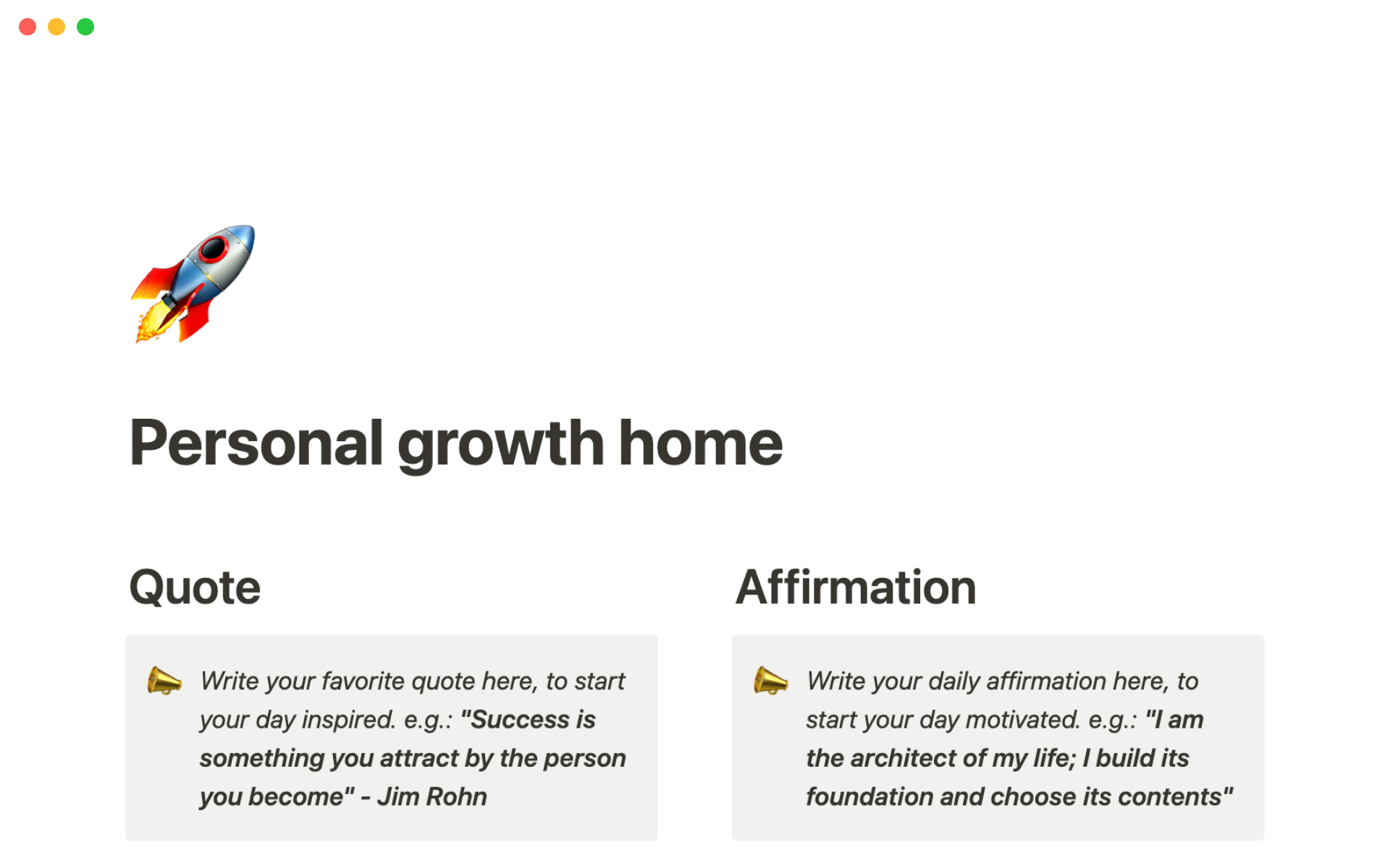 The desktop image for the Personal growth home template