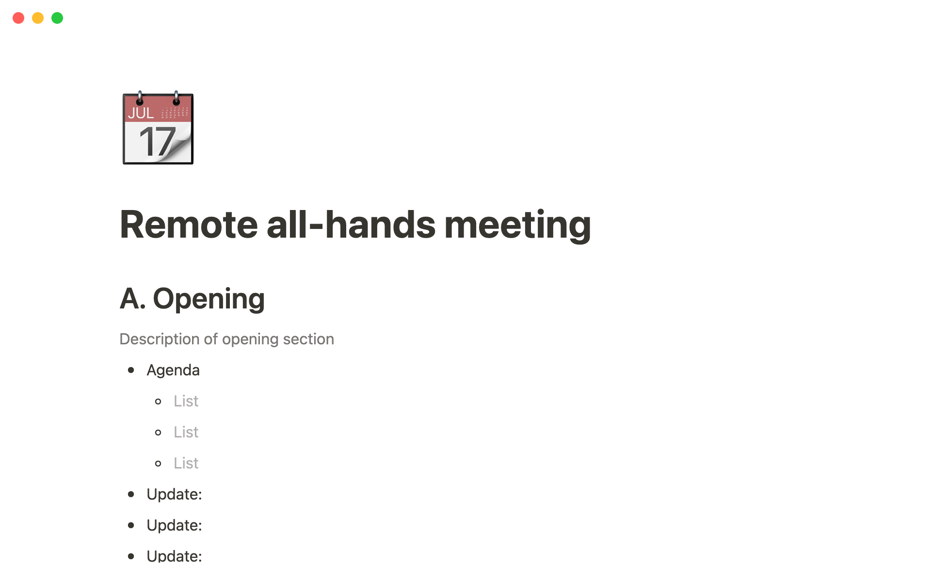 The desktop image for the Remote all-hands meeting template