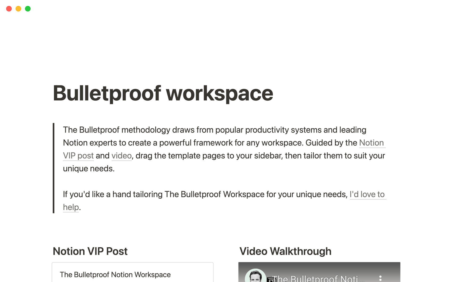 The desktop image for the Bulletproof workspace template