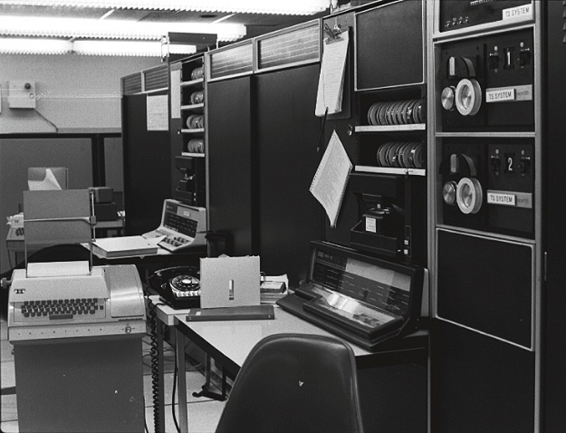 The first ARPANET email was sent between these two adjacent PDP-10 computers at BBN Technologies (connected only through the ARPANET). Image from Wikipedia.