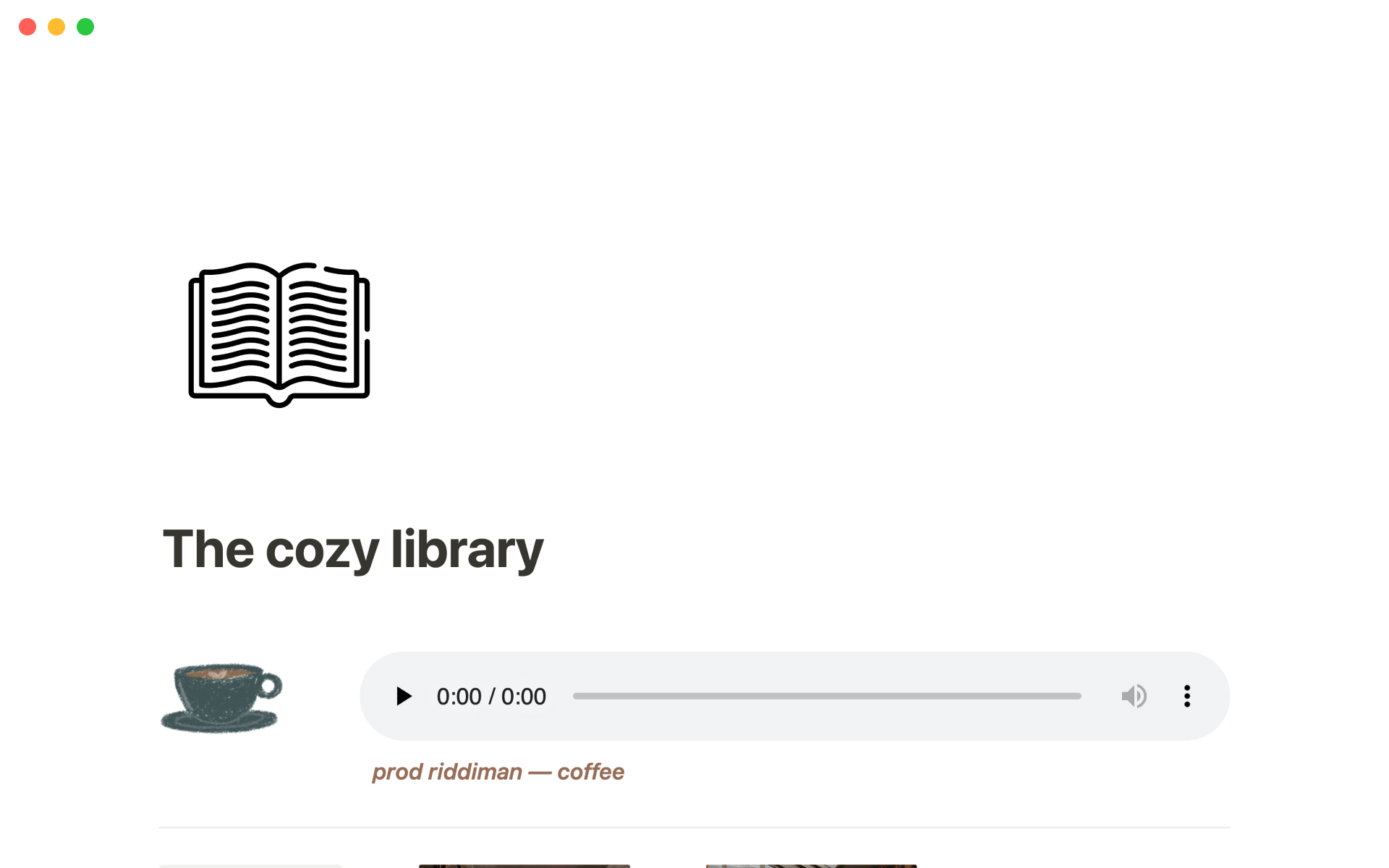 The desktop image for the Cozy library template