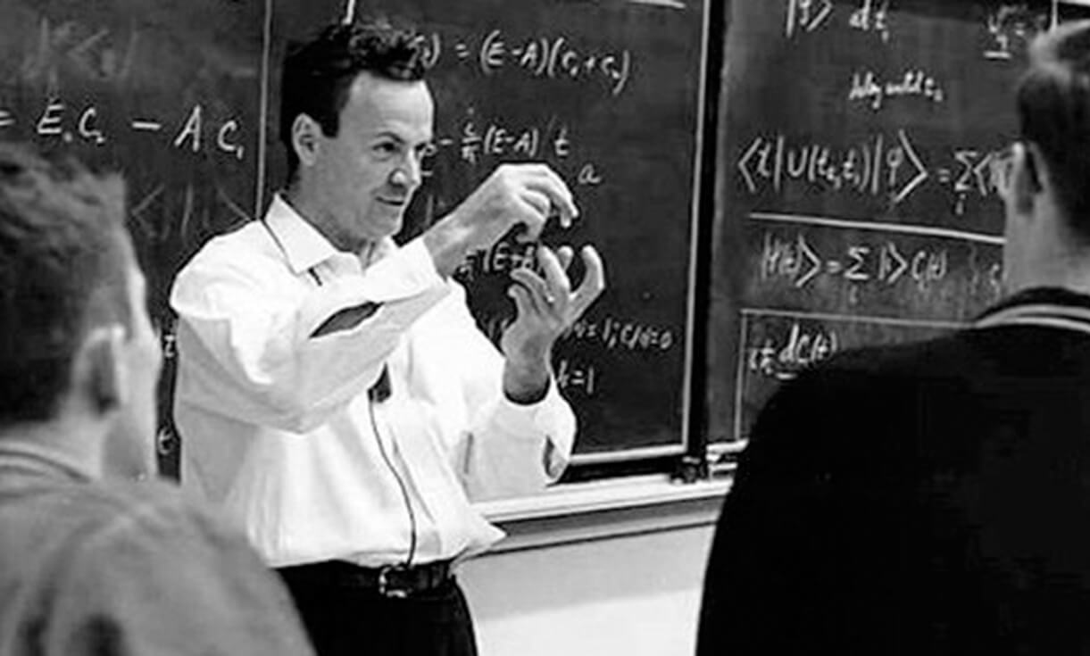 Richard Feynman teaching at Caltech. Image from Brain Pickings.