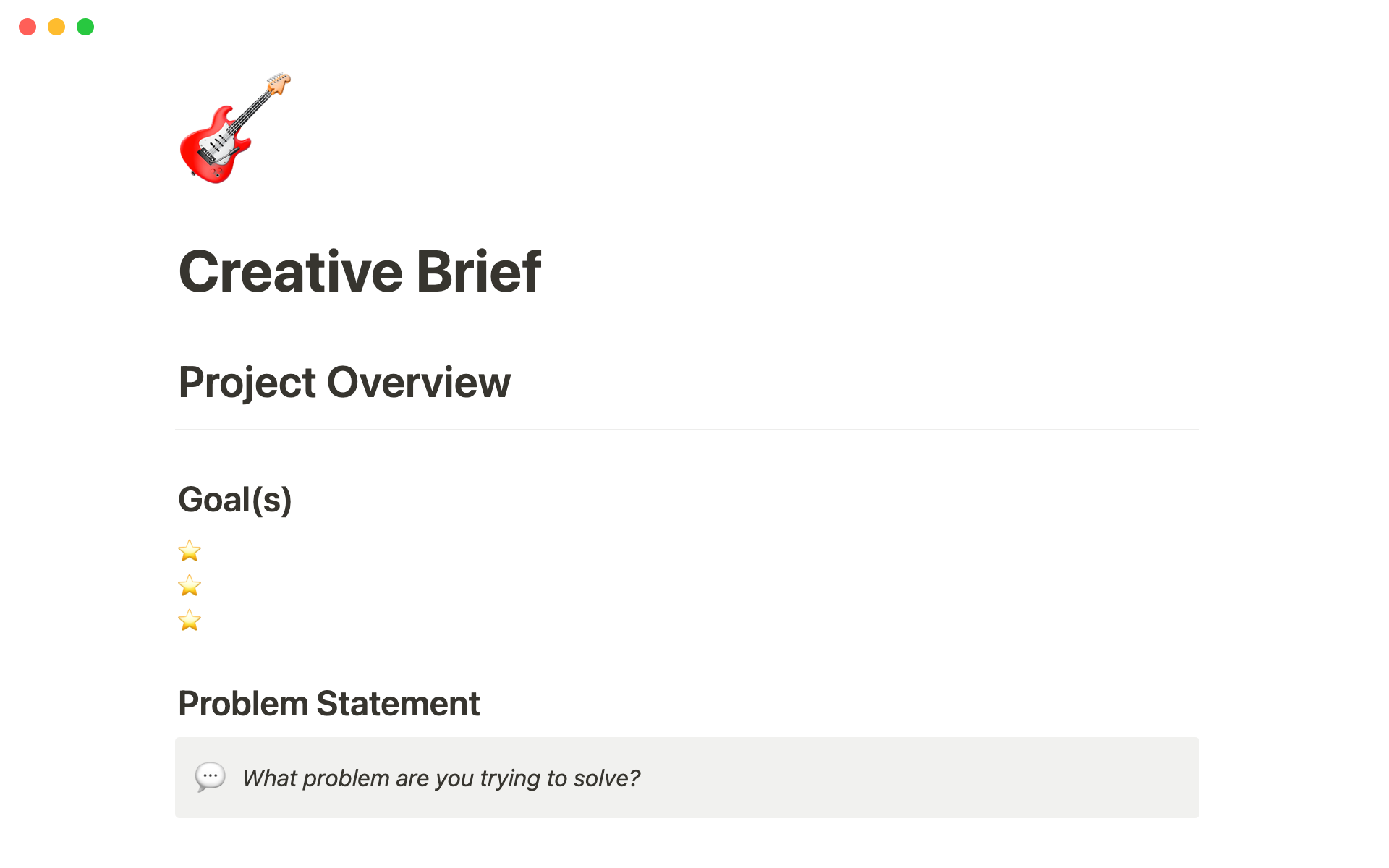 The desktop image for the Creative brief template