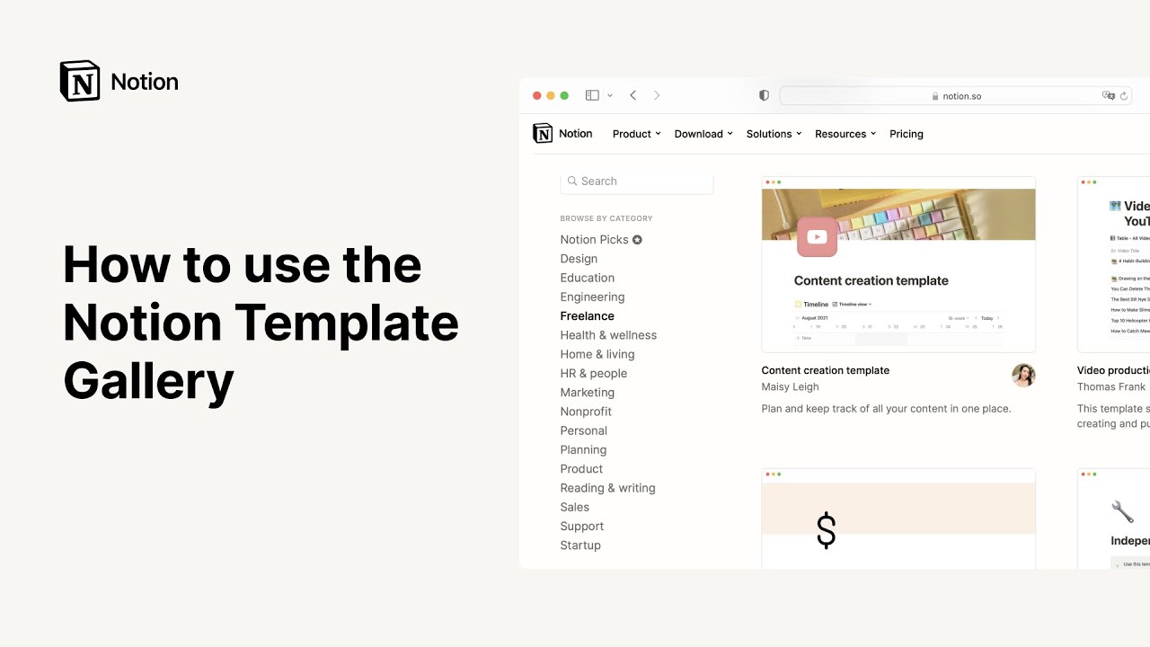 How to use the Notion Template Gallery