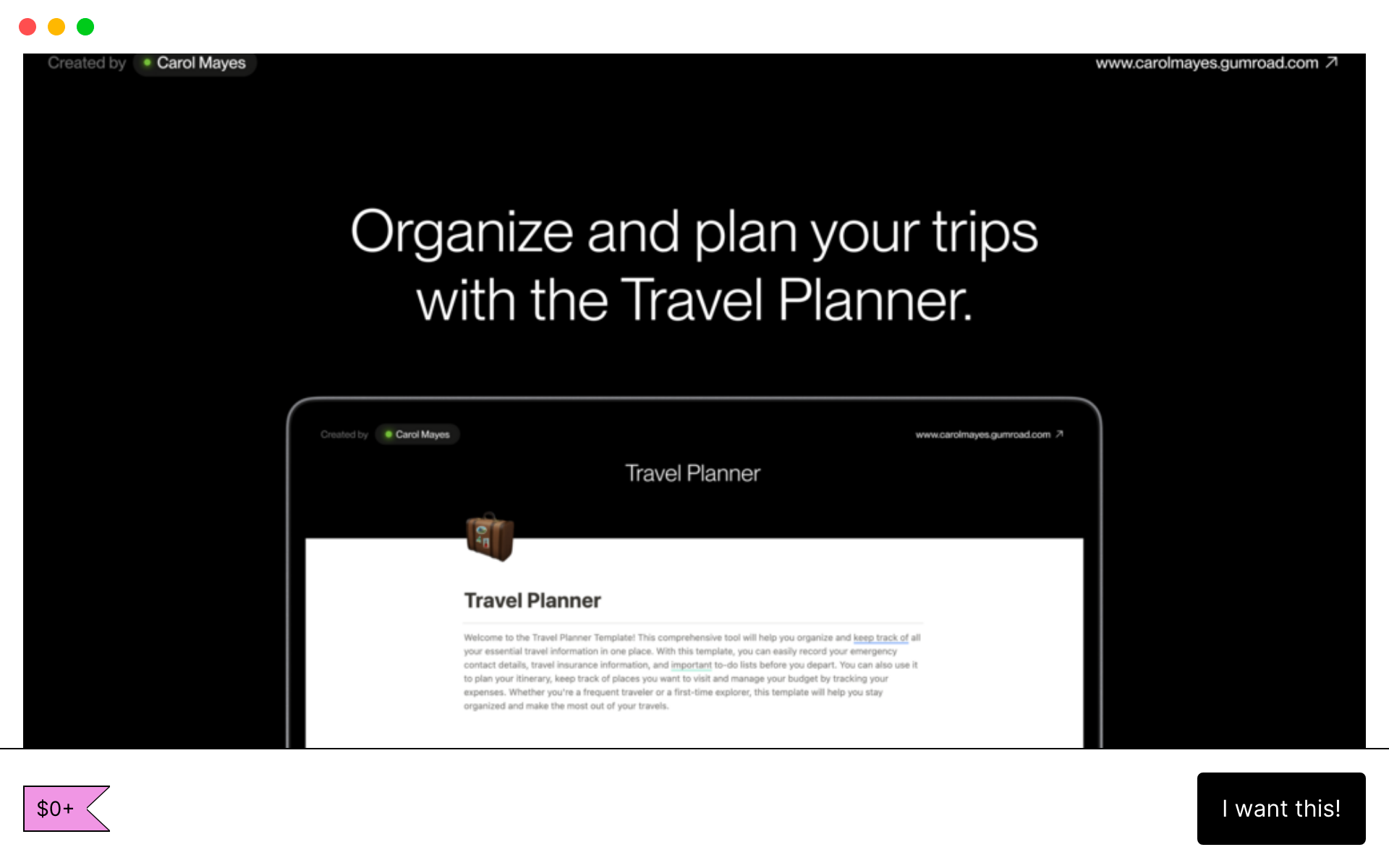 travel planner organizer using Notion
