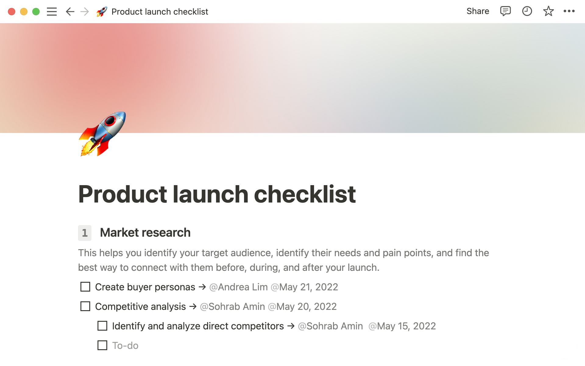 Product launch checklist template