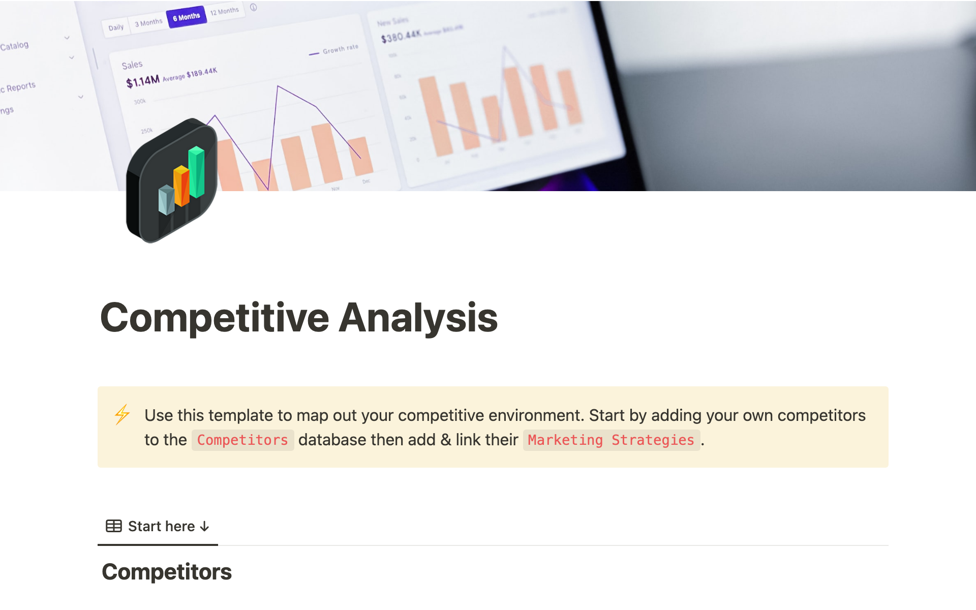 A screenshot of a SWOT analysis page in Notion.