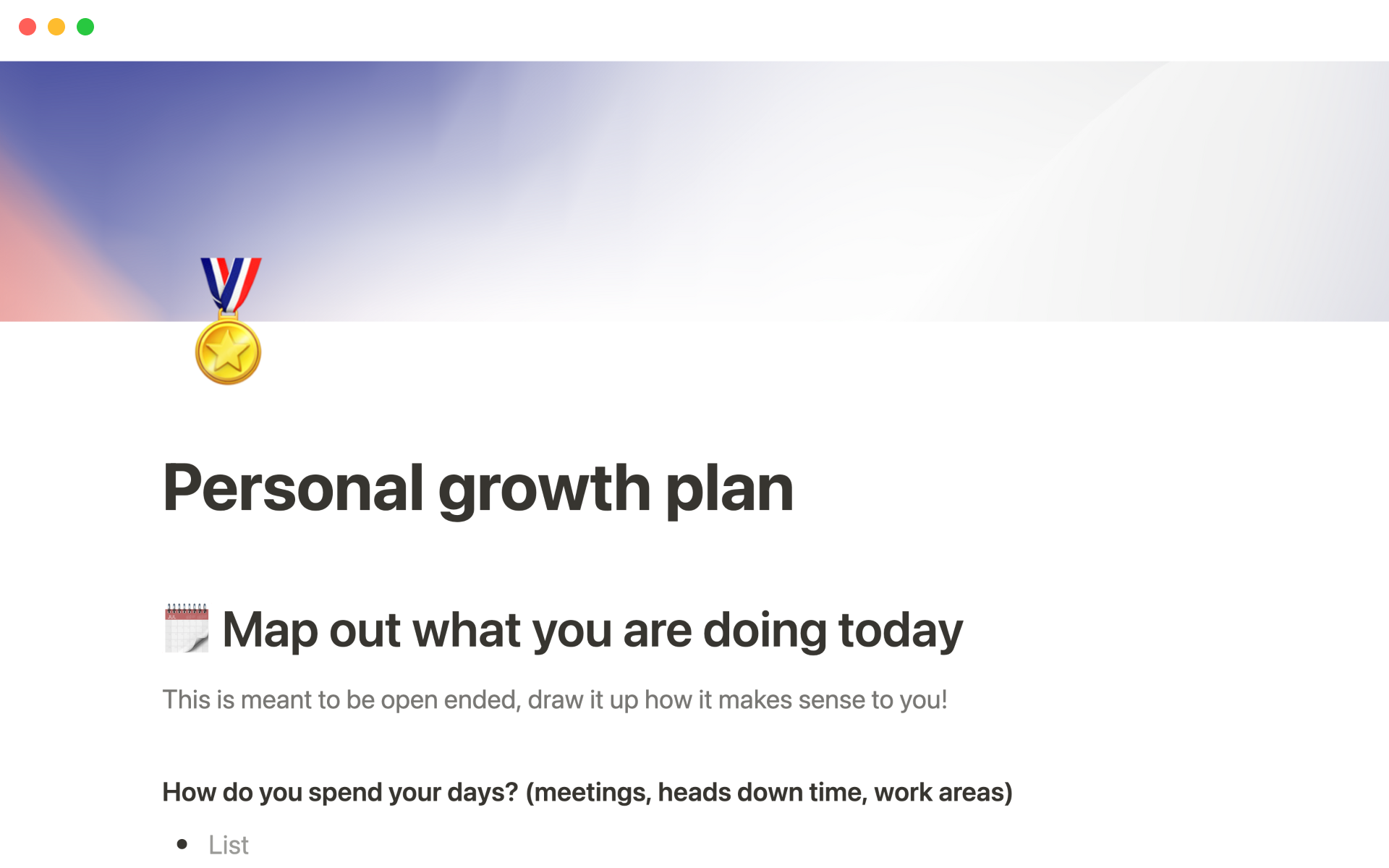Personal growth plan template