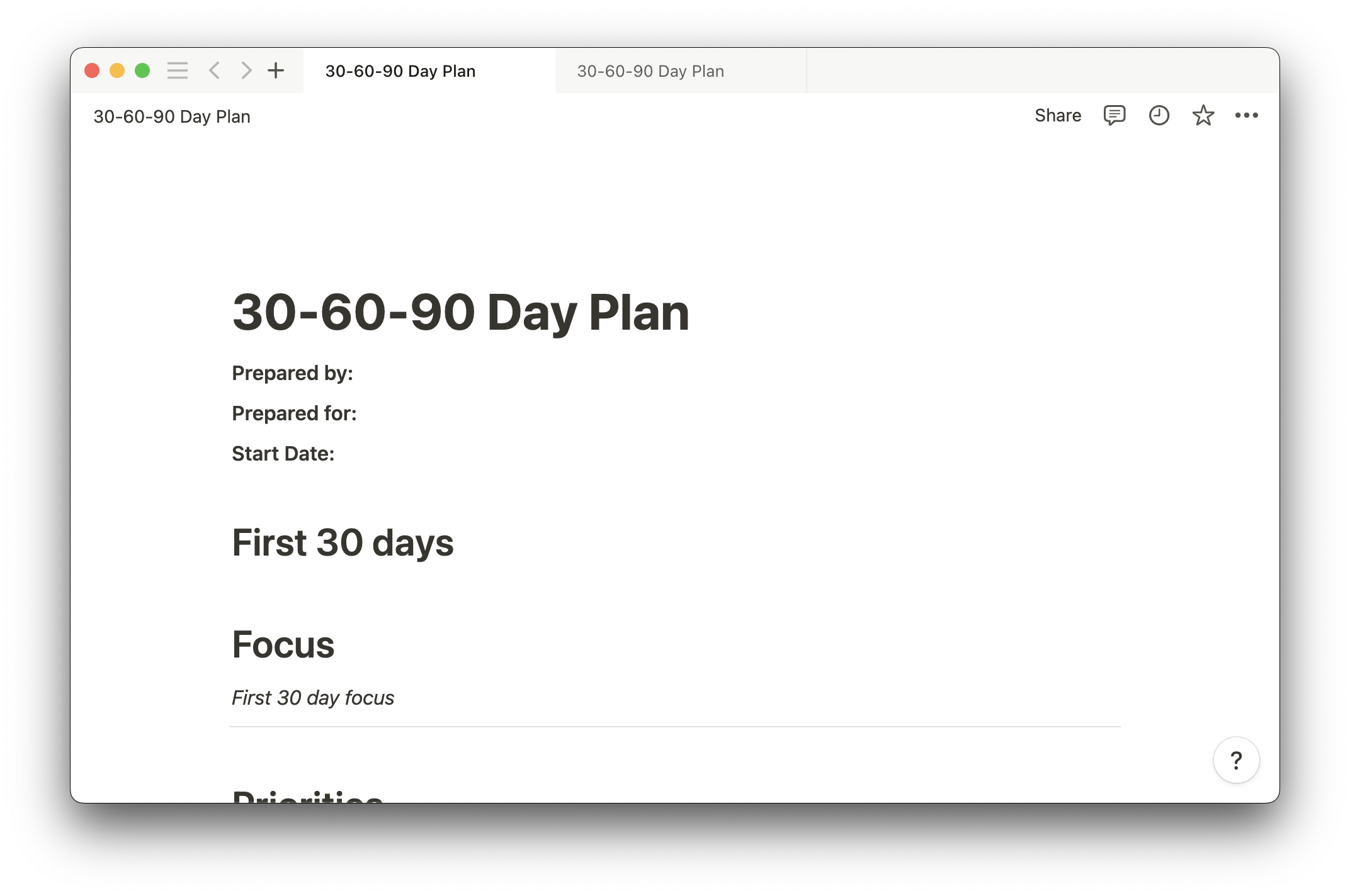 90 day plan