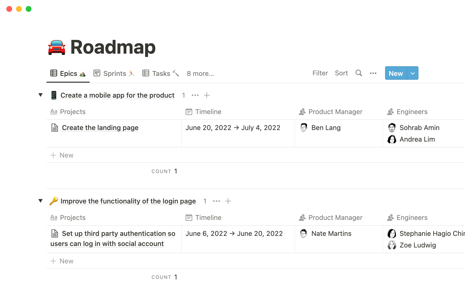Share your product roadmap to bring the team together.