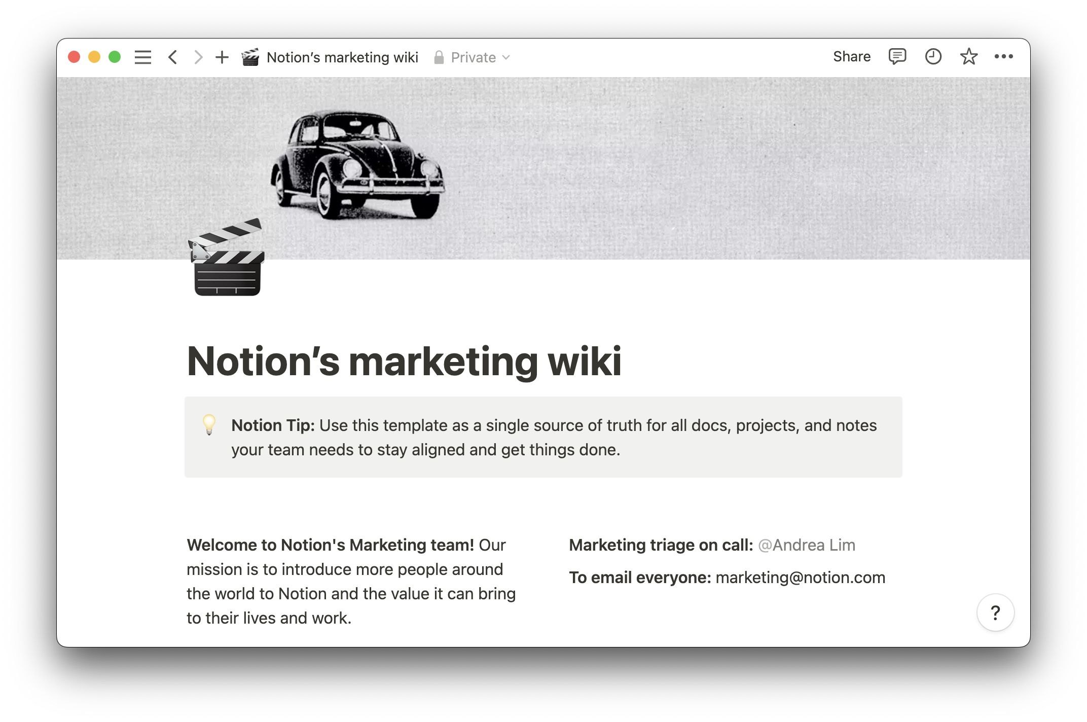 Notion marketing wiki