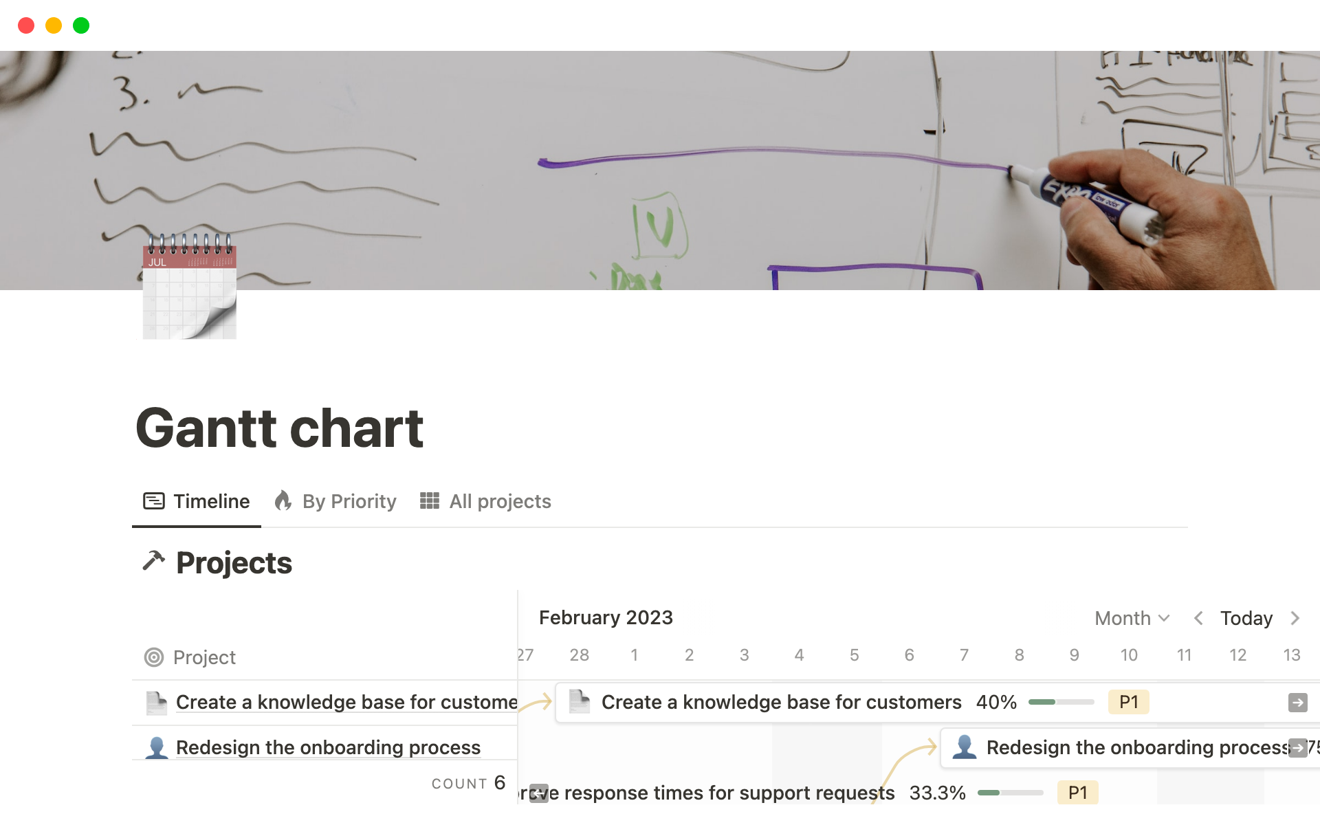 Create a Gantt chart for your projects using Notion
