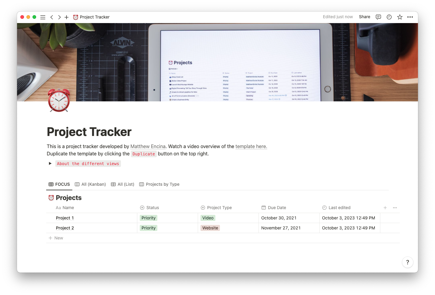 Project tracker template thumbnail
