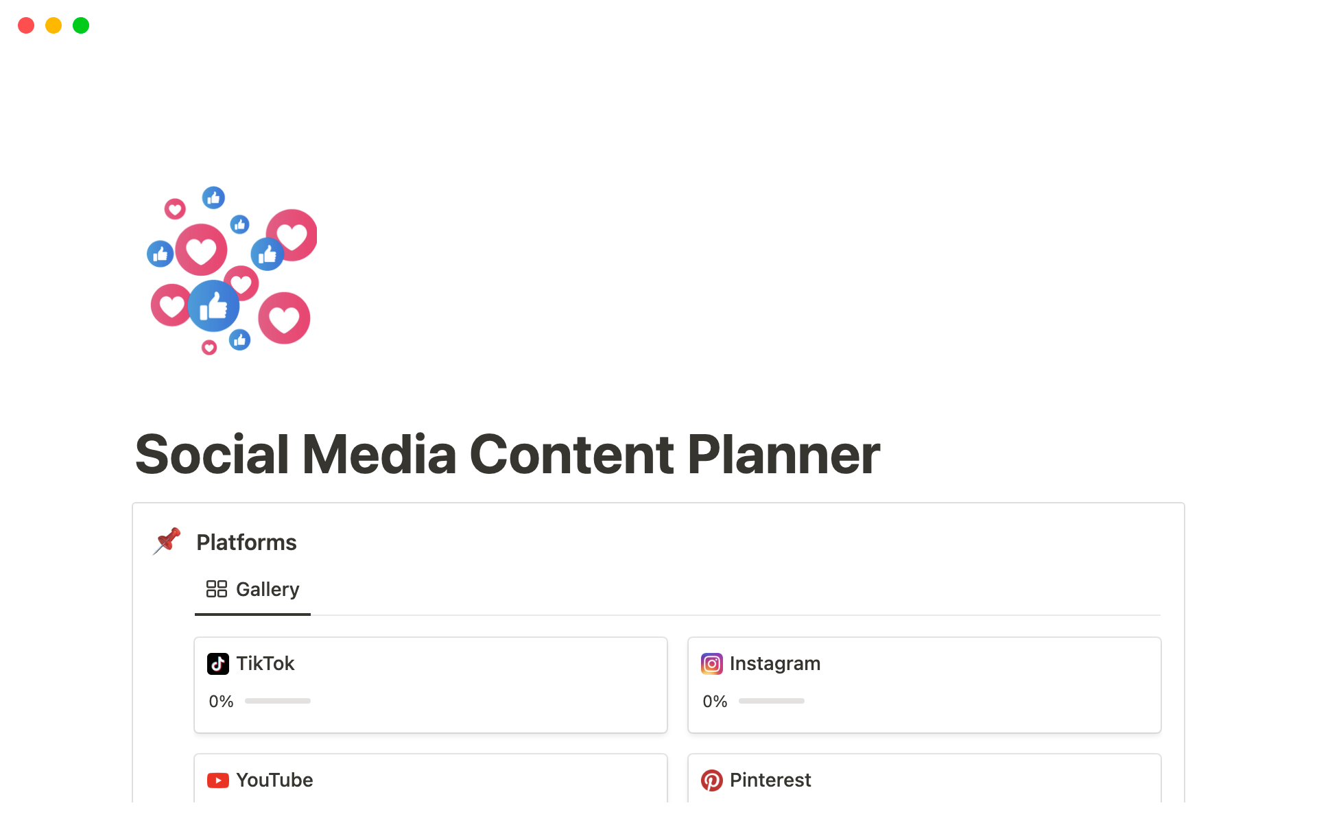 Social media content planner