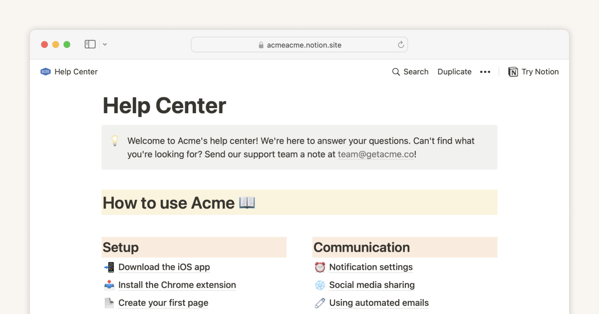 How to build a help center in Notion