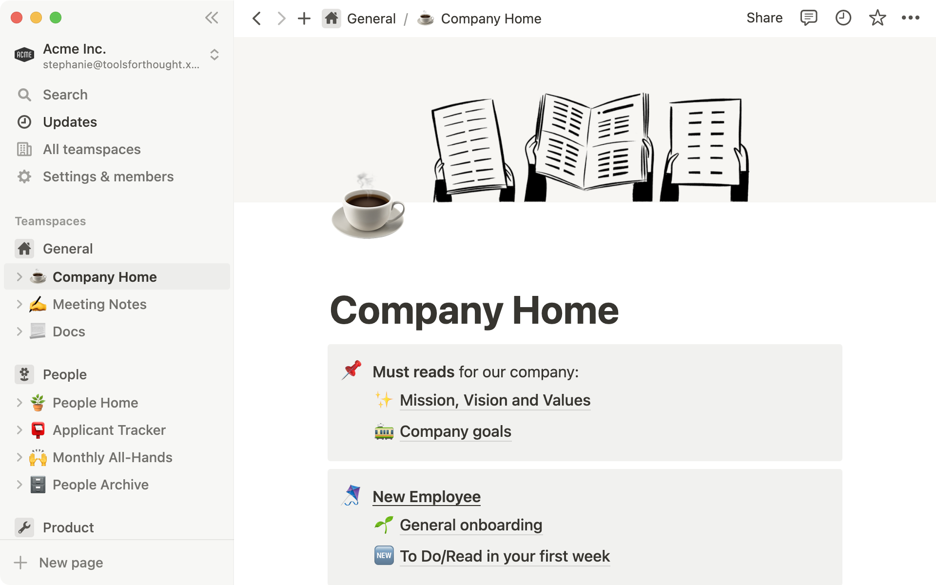 Teamspaces can help organize information within and across departments at your organization.