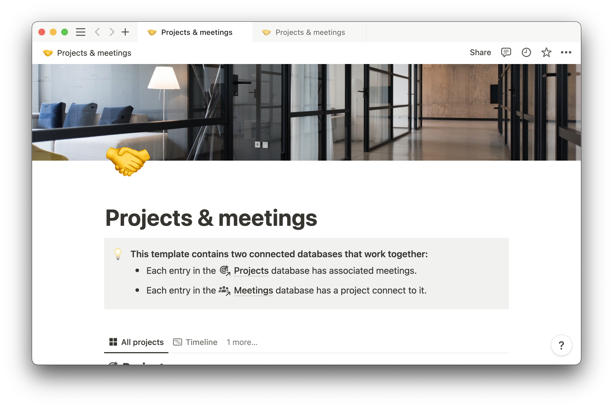 projects and meetings template