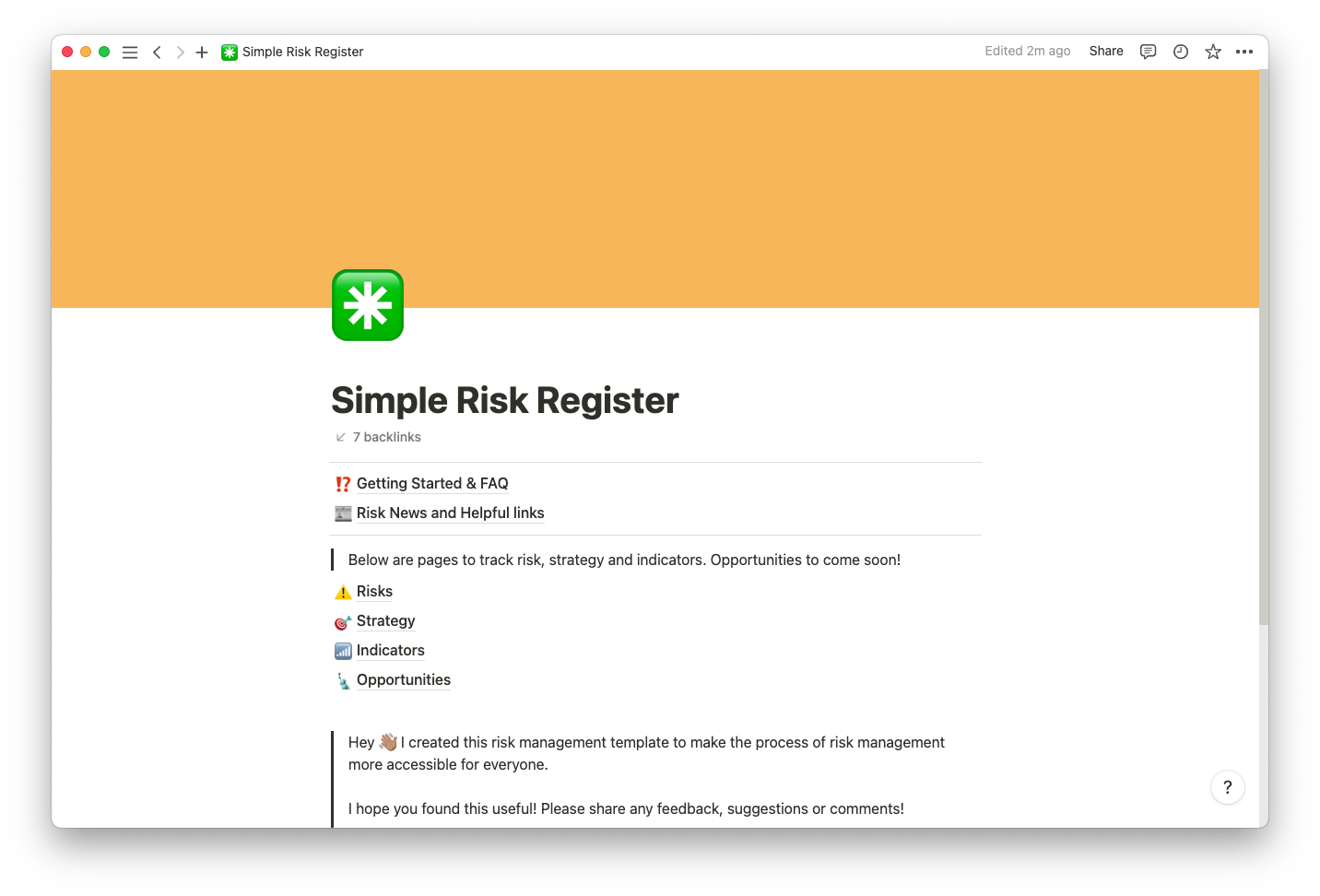 Simple Risk Register template thumbnail