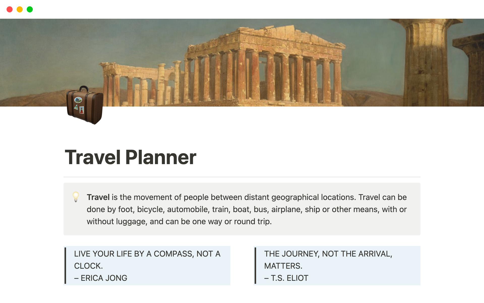 travel planner template