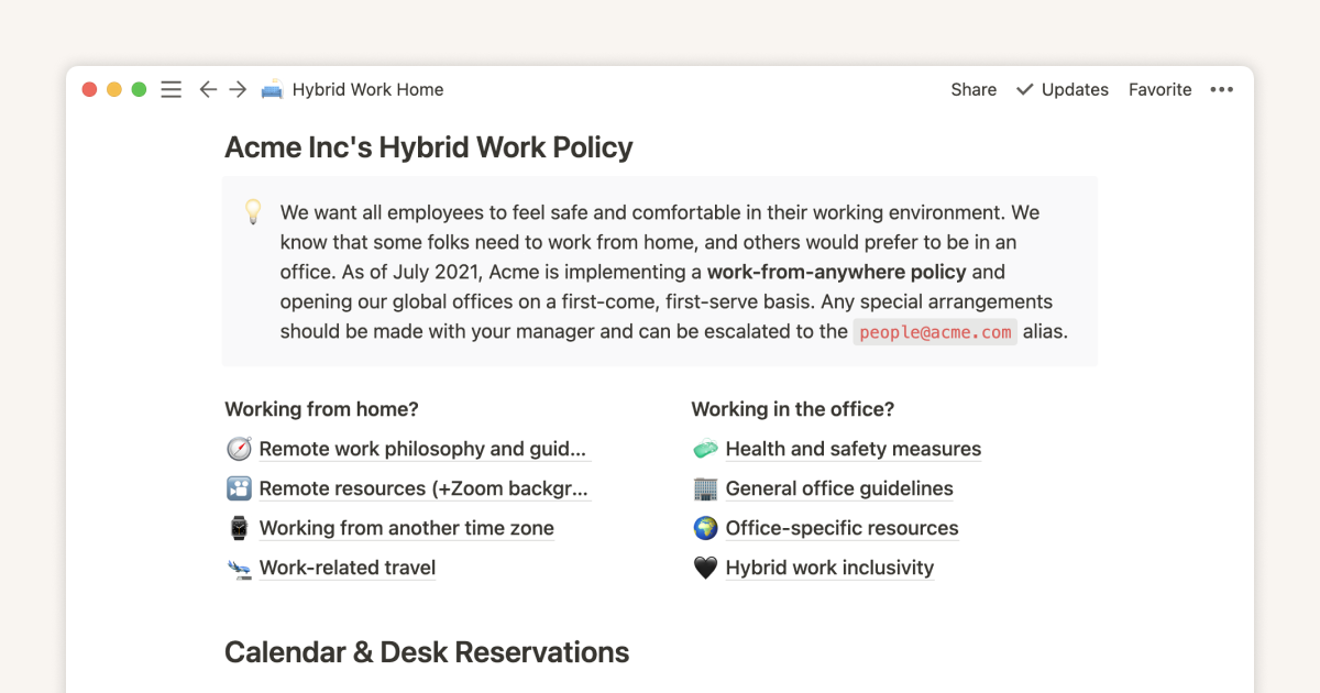 Create a hybrid work hub