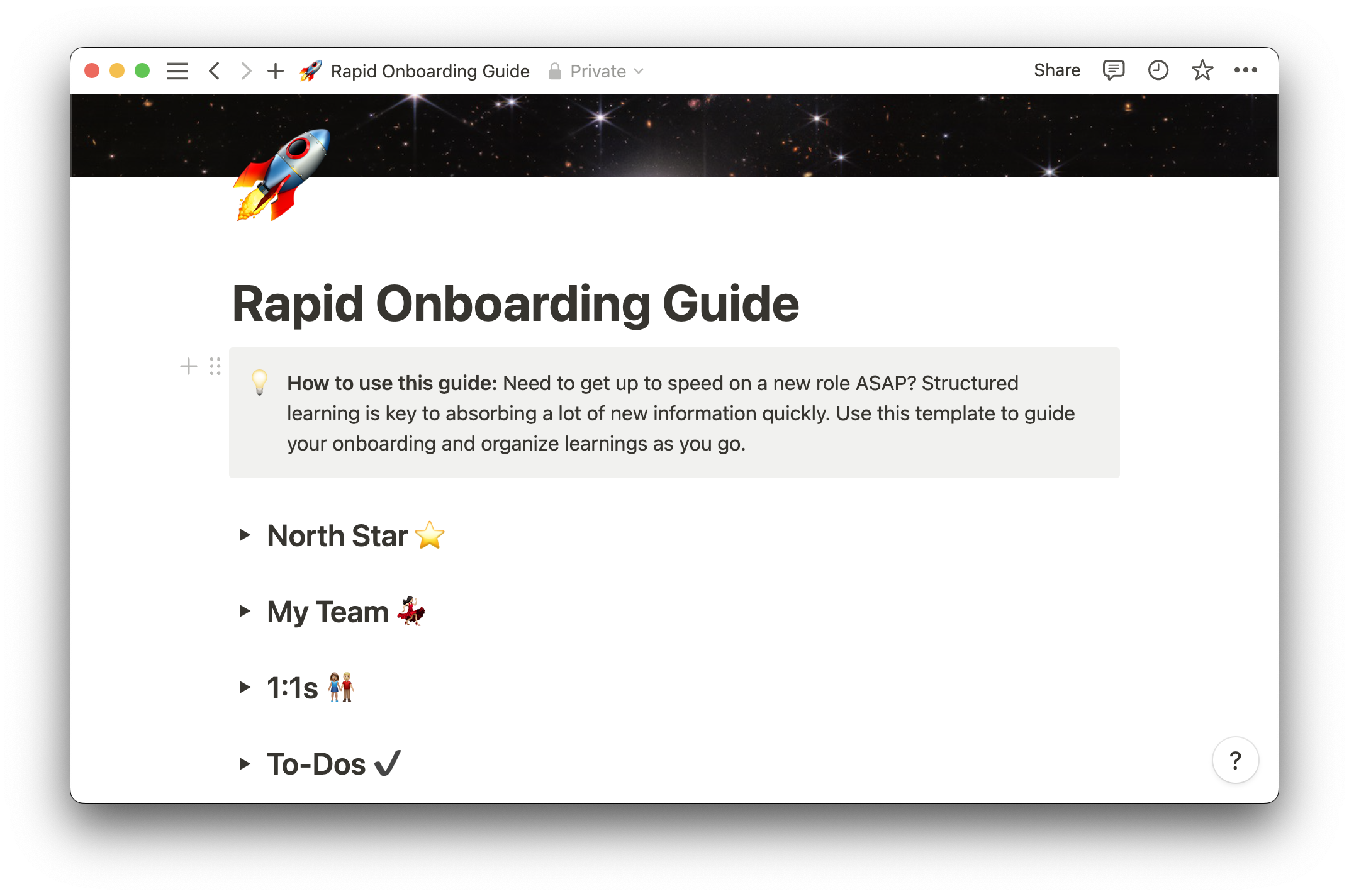 The Rapid Onboarding Guide template gives new hires the tools they need to succeed.