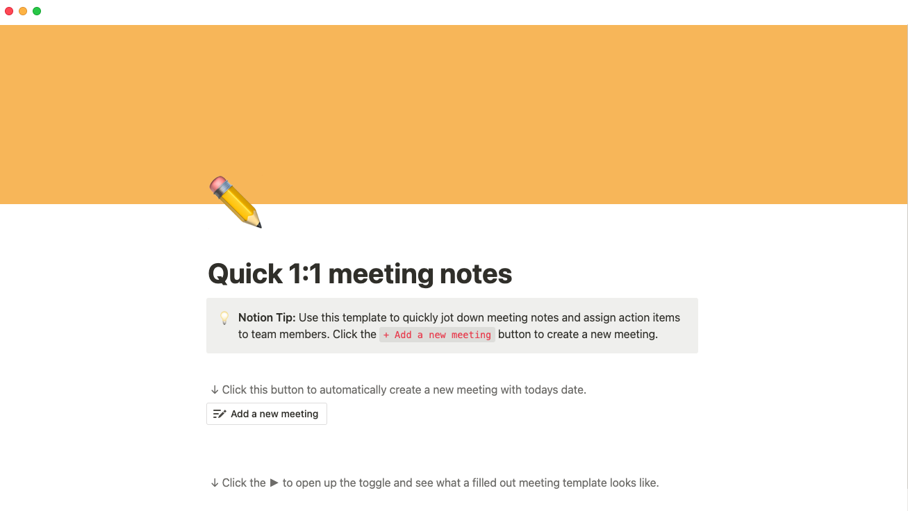 Quick 1:1 meeting notes template