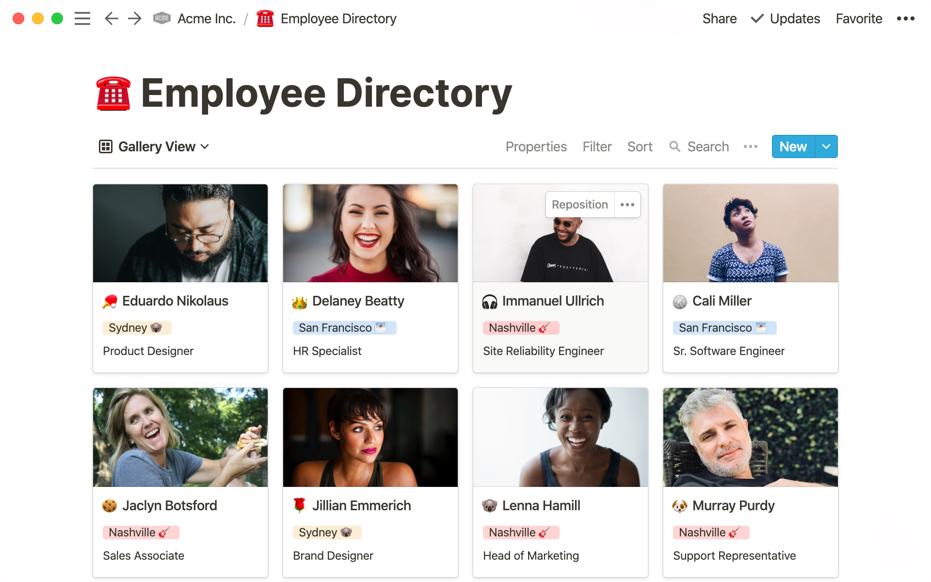 Employee directory template