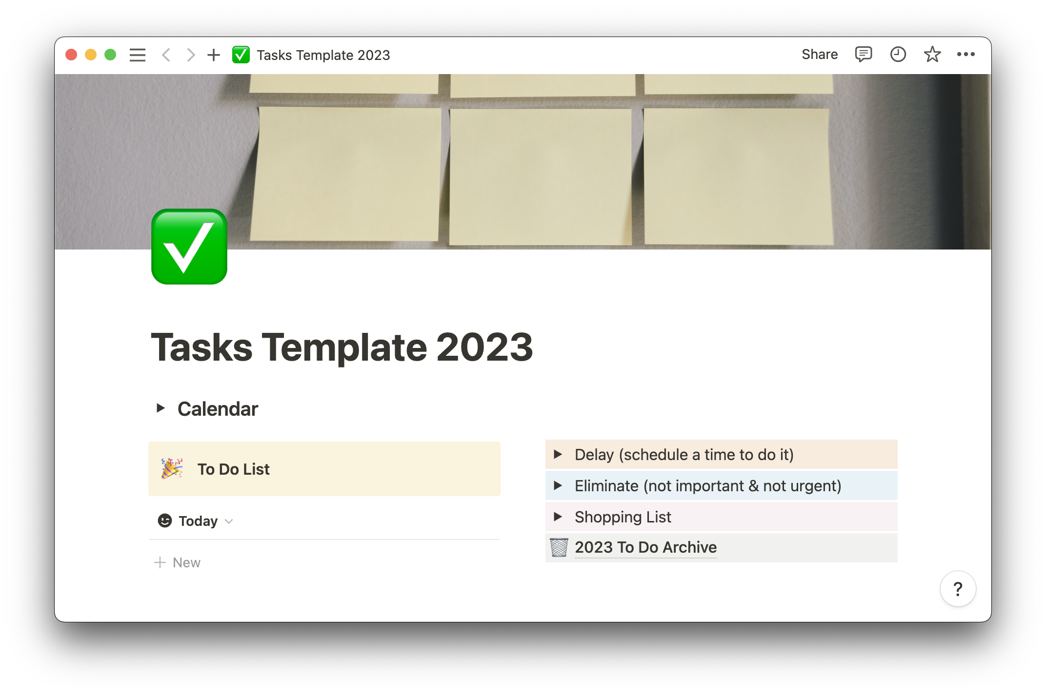 Tasks template 2023