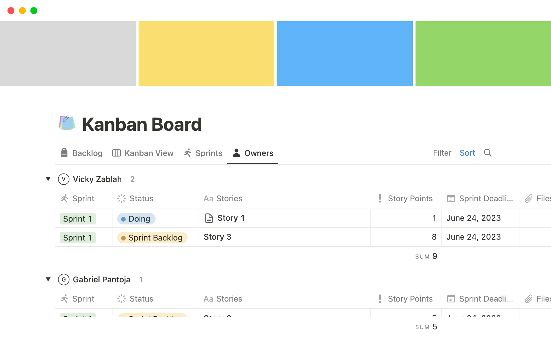 A template preview for Kanban