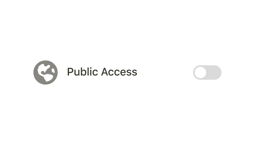 An animation showing a toggle changing access from Public to Private